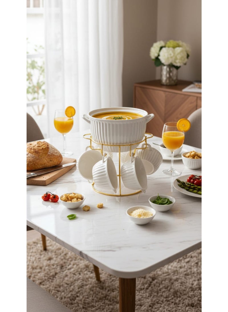 A set of soup utensils, bowls and spoons with stand, ideal for lovers of taste and occasions, a sophisticated royal touch. - Image 4